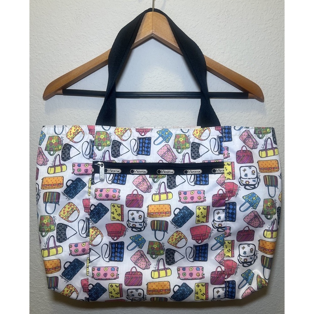 LESPORTSAC White Multi Color  Purse Print‎ Nylon Shoulder Bag